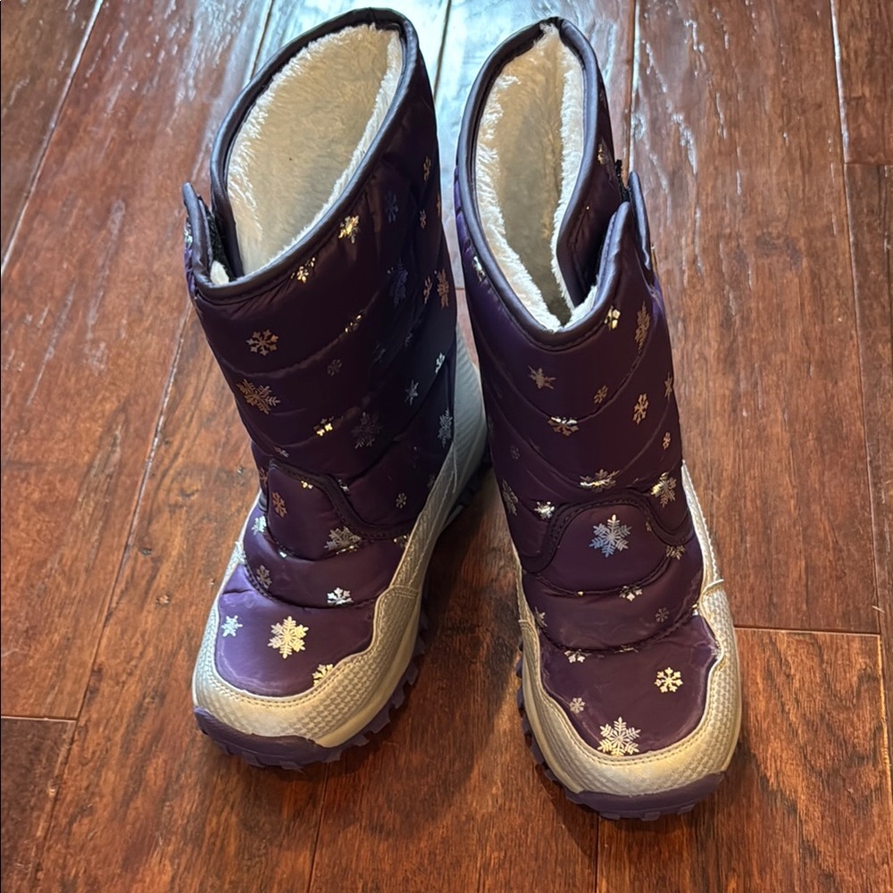 Purple and White Cozy Rain & Snow Boots